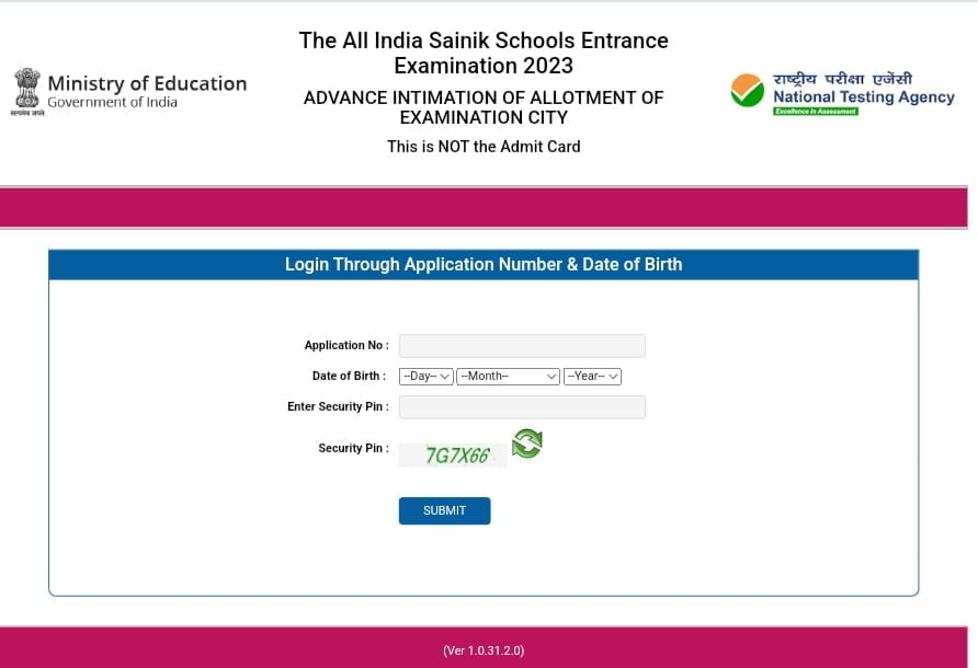 All India Sainik School Exam Admit Card 2023