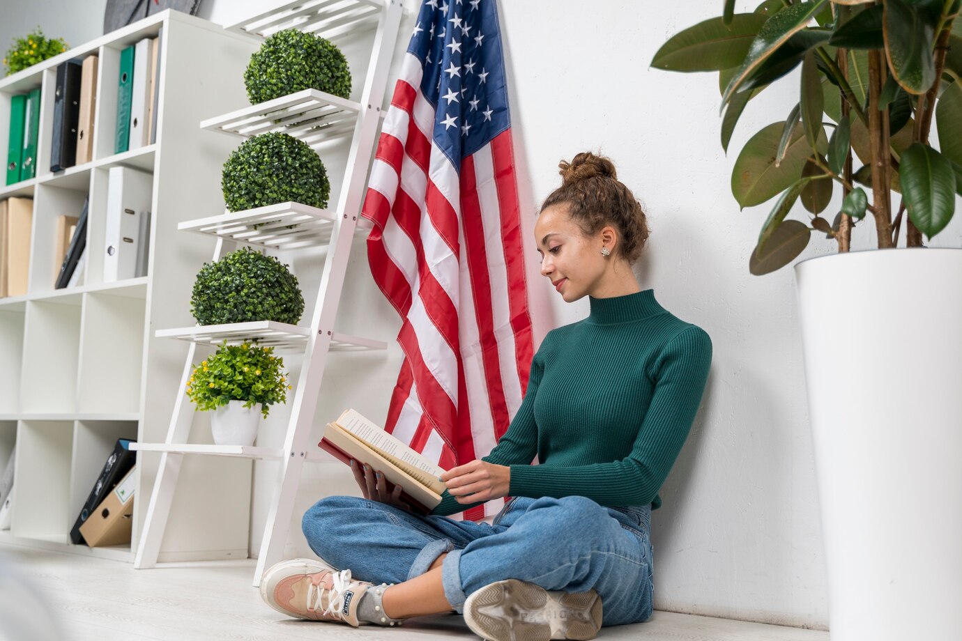 full shot girl sitting reading 23 2148389020